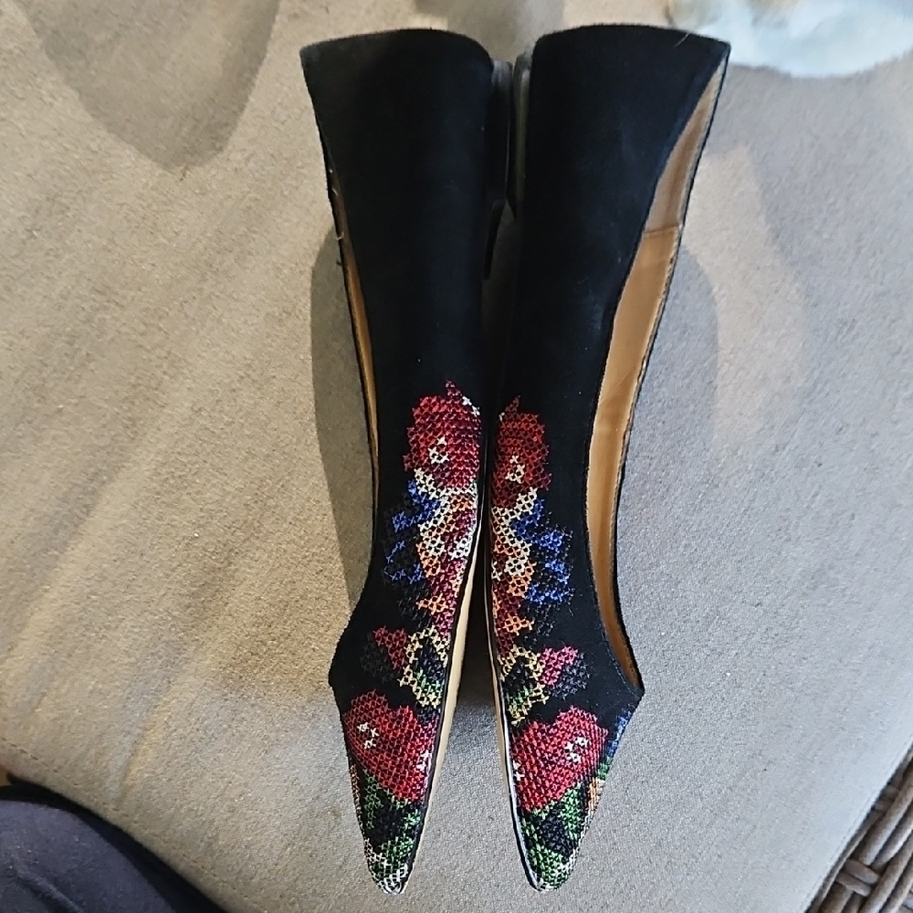 Cynthia Rowley Floral Embroidered Women's Pointed Toe Flat Shoes 9.5 - Picture 4 of 13